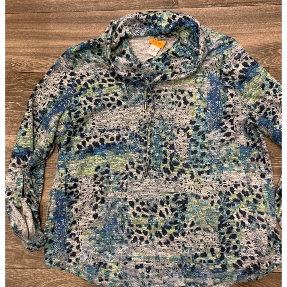 Ruby Rd. Ocean Color Cowl Neck Top Size Large - image 1